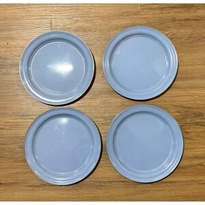 Pottery Barn Blue Stoneware Salad Plates 9.5" Set f 4 Discontinued Made in China